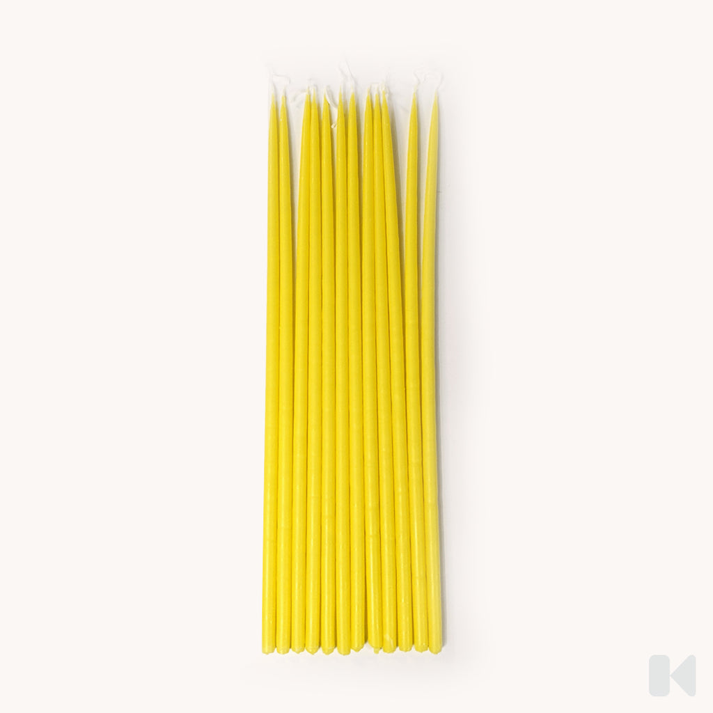 12 Yellow Tiny Taper Candles for Dansk Holders