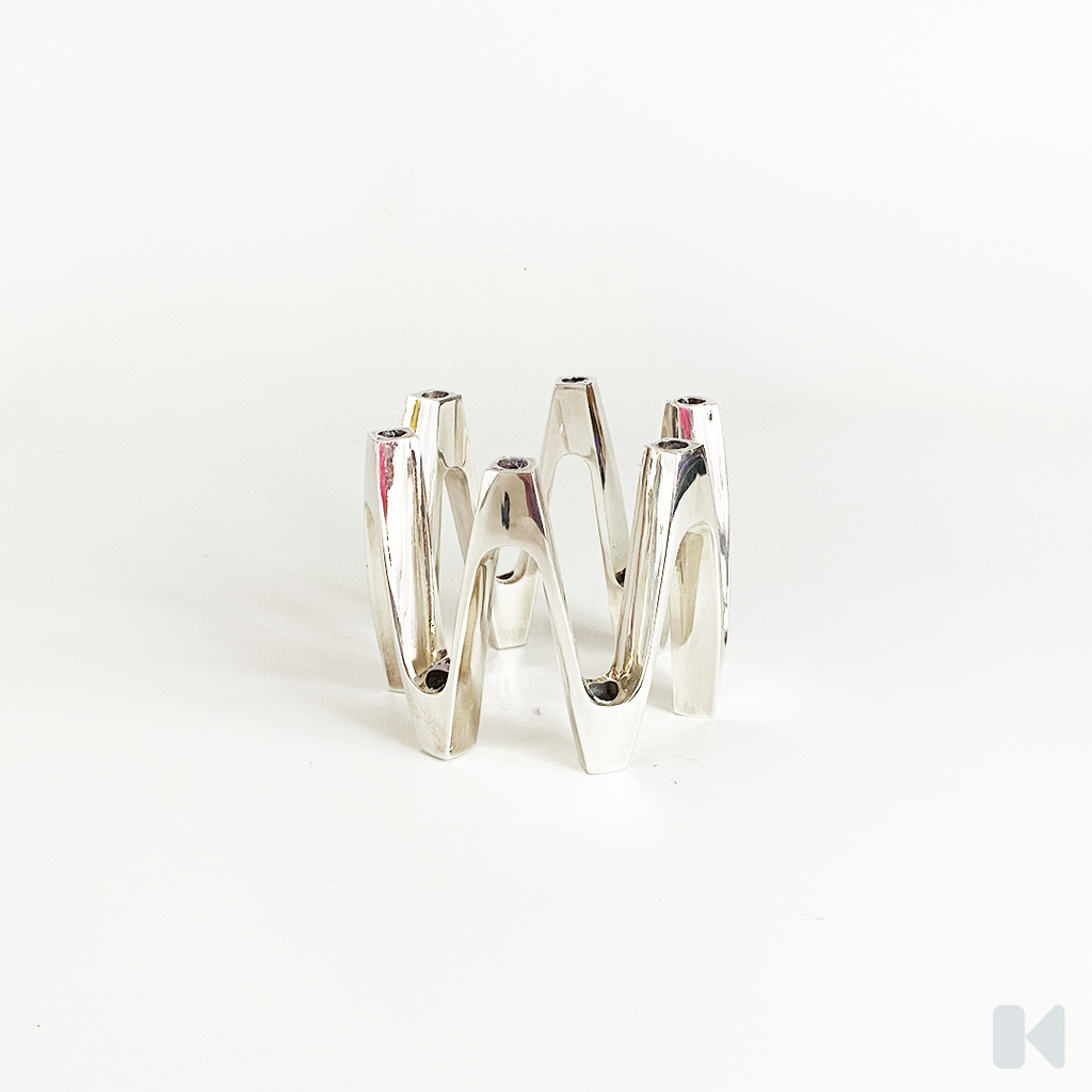 Dansk | Jens Quistgaard Silver Plated Crown Holder and 12 Purple Tiny Taper Candles