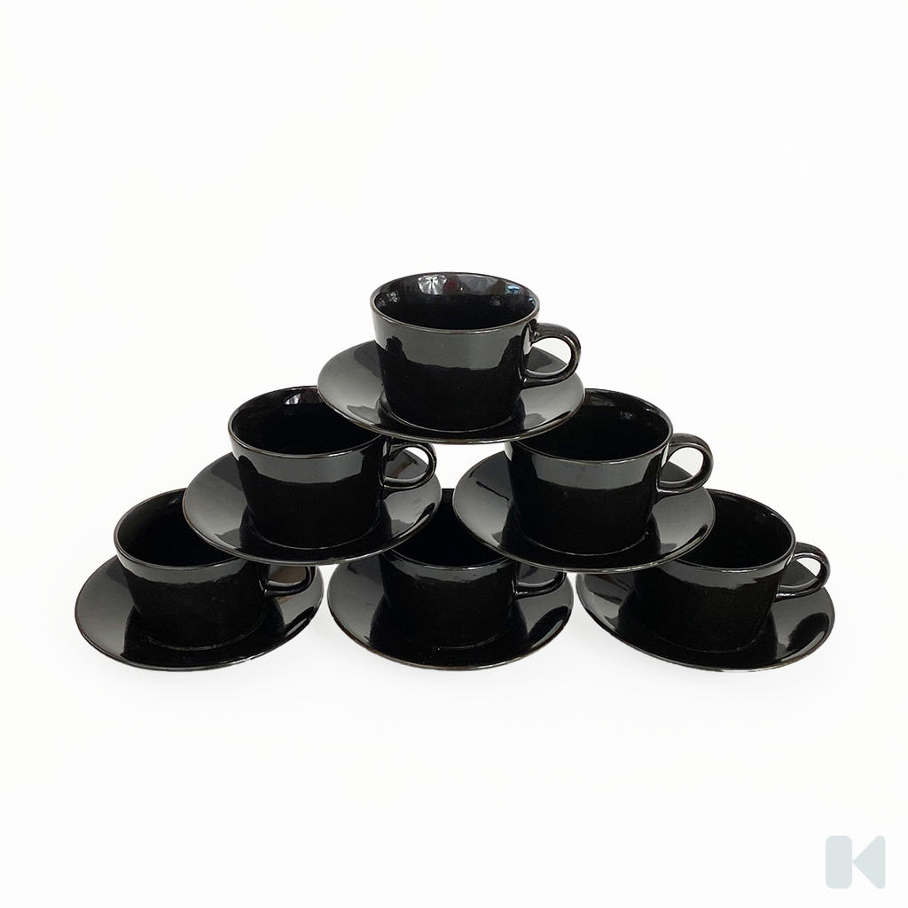 Arabia | 6 Kilta Teema Coffee Cups and Saucers